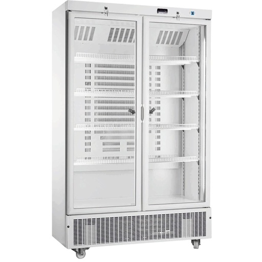 [11493] Armario refrigeración doble puerta de vidrio blanco